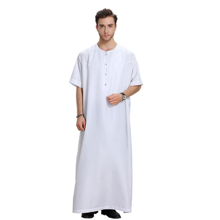 มุสลิม Dishdasha ชายอาหรับ Robe แขนสั้น Thobe (สีขาว) - นานาชาติ