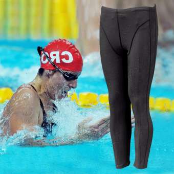 กางเกงว่ายน้ำขายาวชาย NO.000643 สีดำ พร้อมหมวก