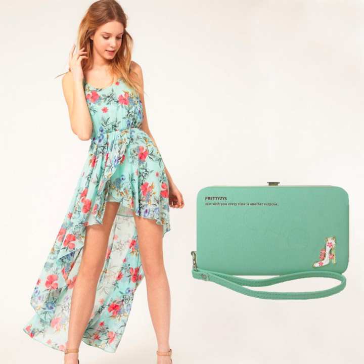 Nuchon Bag กระเป๋าสตางค์ ใส่โทรศัพท์ มือถือได้ ใส่เงิน แฟชั่น ผู้หญิง ราคาถูก Iphone 6 Plus Size M (Pastel GreenMint)