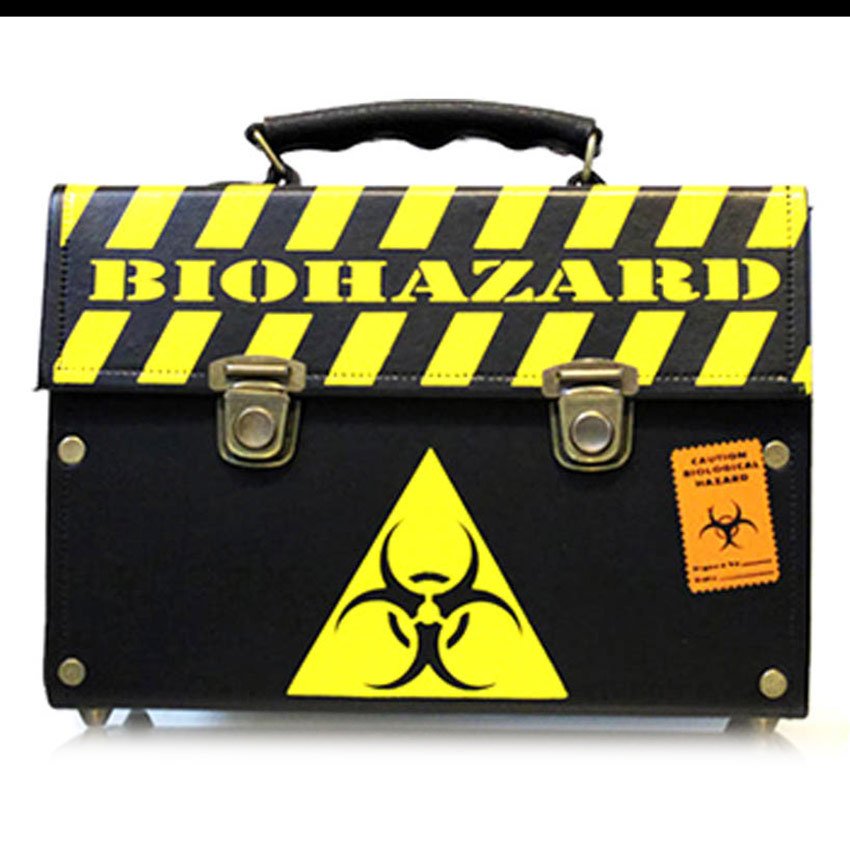 Old School Bag กระเป๋ากล่องสกรีนลาย Biohazard รุ่น Bag Box 027 - สีดำ