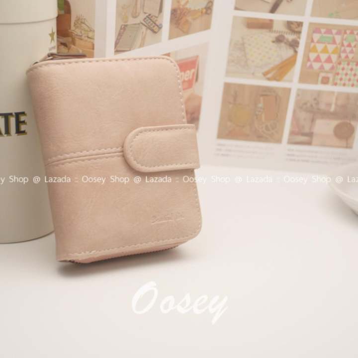 Oosey กระเป๋าสตางค์ผู้หญิง ใบสั้น รุ่น OSJD สีชมพูอ่อน