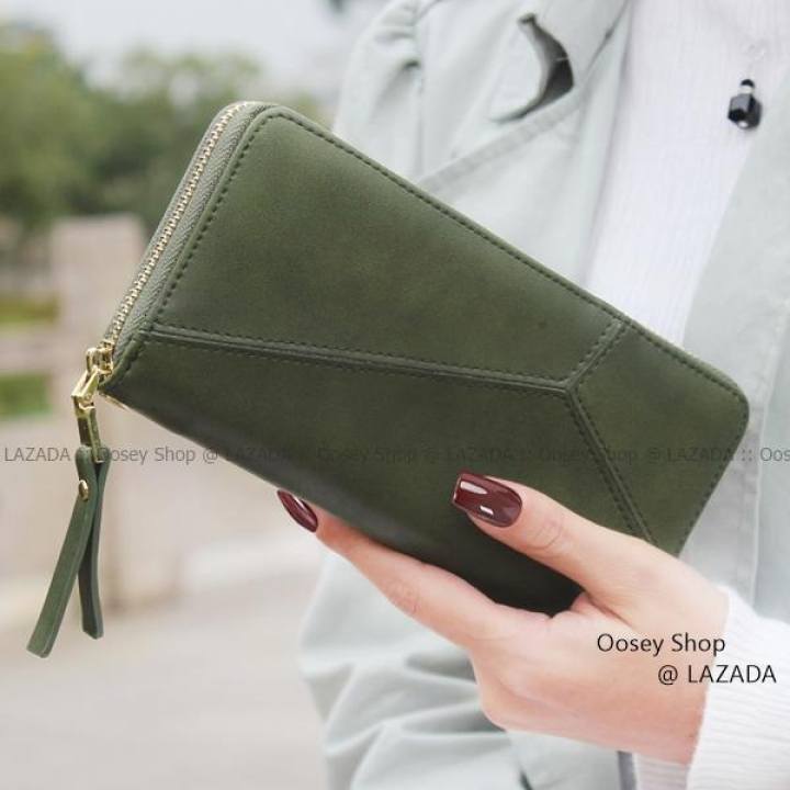 Oosey กระเป๋าสตางค์ ใบยาว ผู้หญิง ซิปรอบ รุ่น OSLIZ-002 สีเขียว