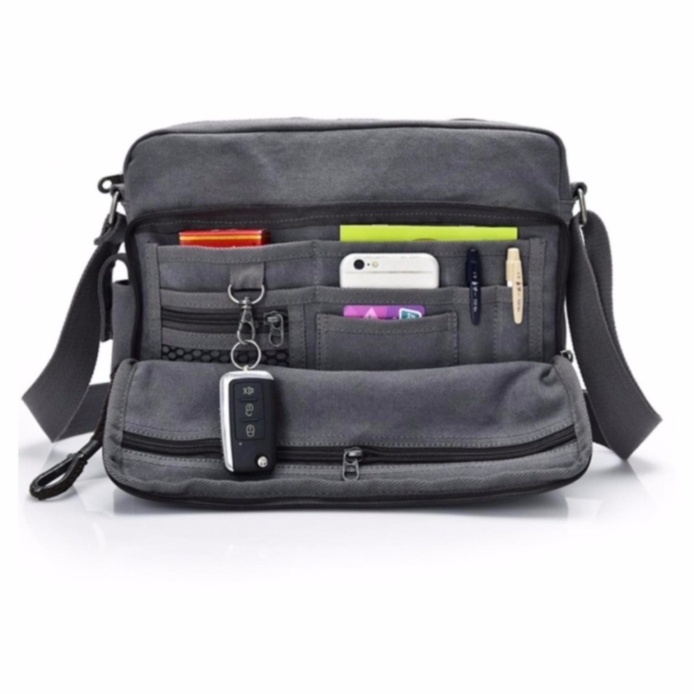 Osaka กระเป๋าสะพายข้างผู้ชาย ผ้า CANVAS รุ่น NB700 - สีกากีอมเขียว