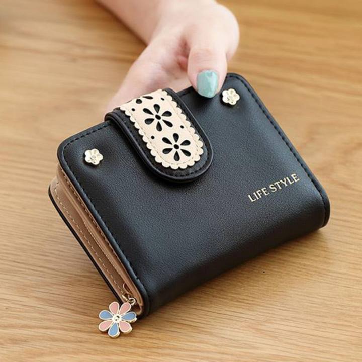 Porra Bag กระเป๋าเงินผู้หญิง กระเป๋าสตางค์ใบสั้น กระเป๋าสตางค์ตามวันเกิด รุ่น PW-047 (สีดำ)