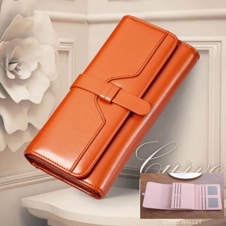 กระเป๋าสตางค์ใบยาว กระเป๋าเงินผู้หญิง กระเป๋าสตางค์ ผู้หญิง รุ่น (น้ำตาล)