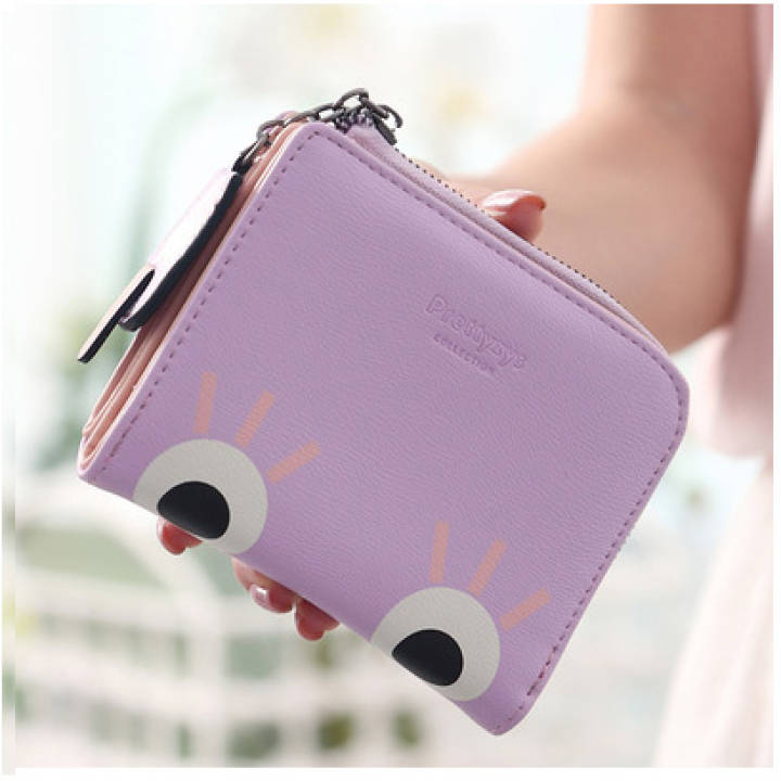 กระเป๋าสตางค์น่ารักขนาดเล็กกระเป๋าสตางค์มัลติฟังก์ชั่ญี่ปุ่นและเกาหลีใต้ (สีม่วง)