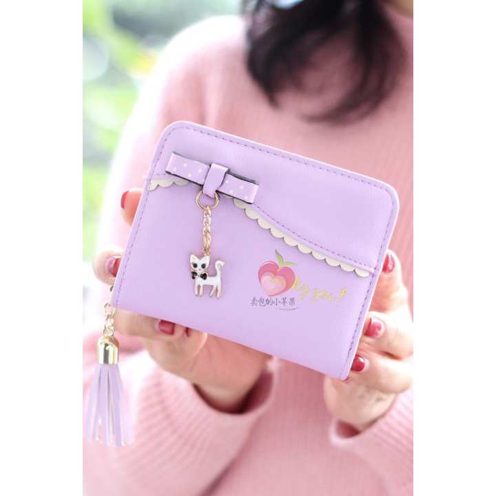 กระเป๋าสตางค์ขนาดเล็กสดนางสาวญี่ปุ่นและเกาหลีใต้ใหม่ (สีม่วง)