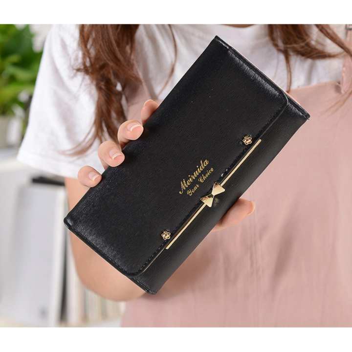กระเป๋าเงินผู้หญิง กระเป๋าสตางค์ใบยาว กระเป๋าสตางค์ตามวันเกิด รุ่น (สีดำ)