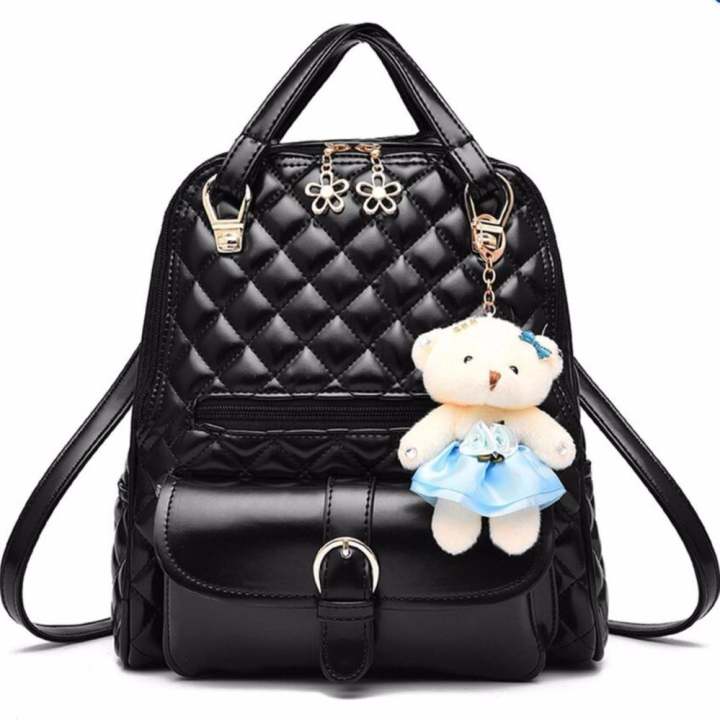 BEST RockLife 3 in 1 Women Bag Top Handle Bag Women Backpack กระเป๋าสะพายไหล่ กระเป๋าเป้สะพายหลัง -(Black)