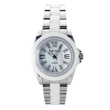 Royal Crown นาฬิกาข้อมือผู้หญิงประดับเพชร รุ่น 6412L  - Silver
