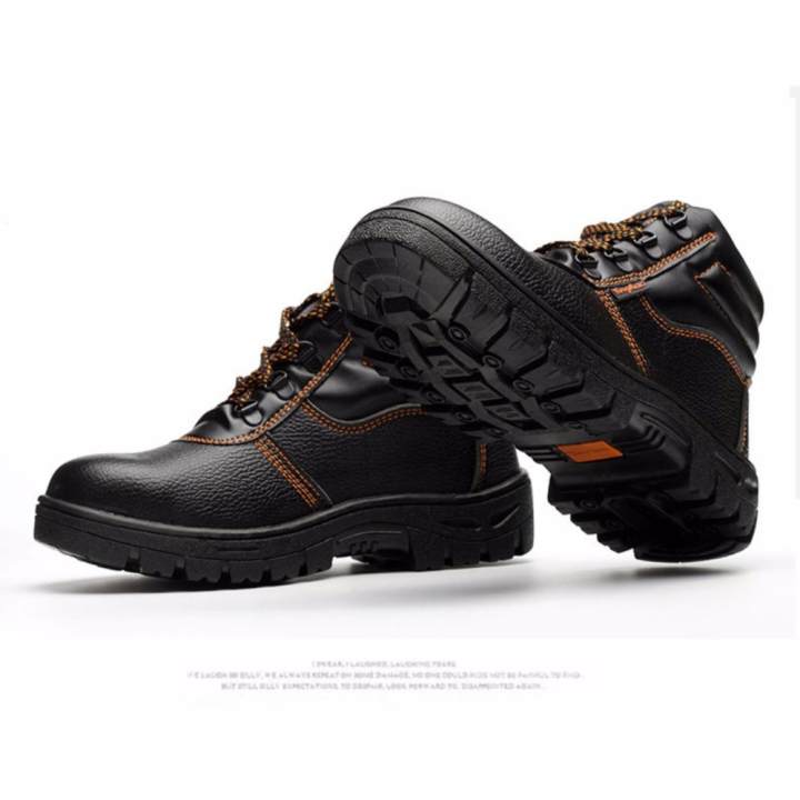 Safety shoes รองเท้าเซฟตี้หุ้มข้อ หนังแท้ พื้นยางกันลื่น หัวเหล็ก พื้นเสริมแผ่นเหล็ก