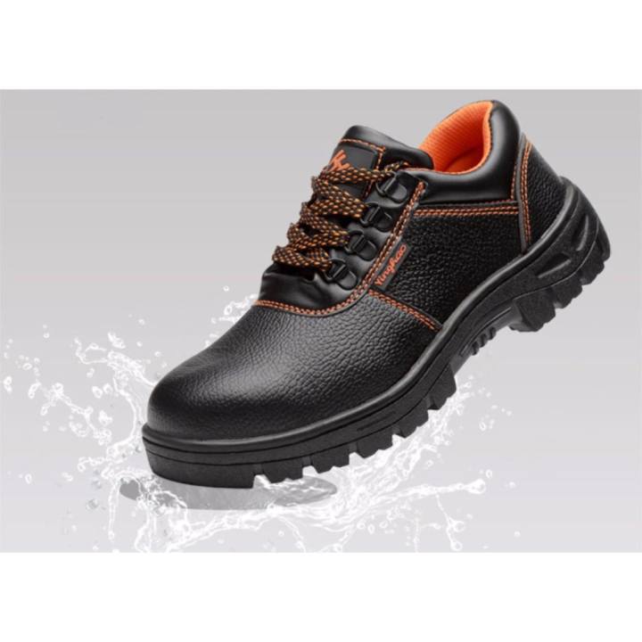 Safety shoes รองเท้าเซฟตี้ หนังแท้ พื้นยางกันลื่น หัวเหล็ก พื้นเสริมแผ่นเหล็ก