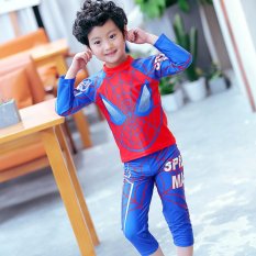 ชุดว่ายน้ำเด็ก Spiderman แขนยาว ขายาว 4 ส่วน สีน้ำเงิน/แดง # 7839