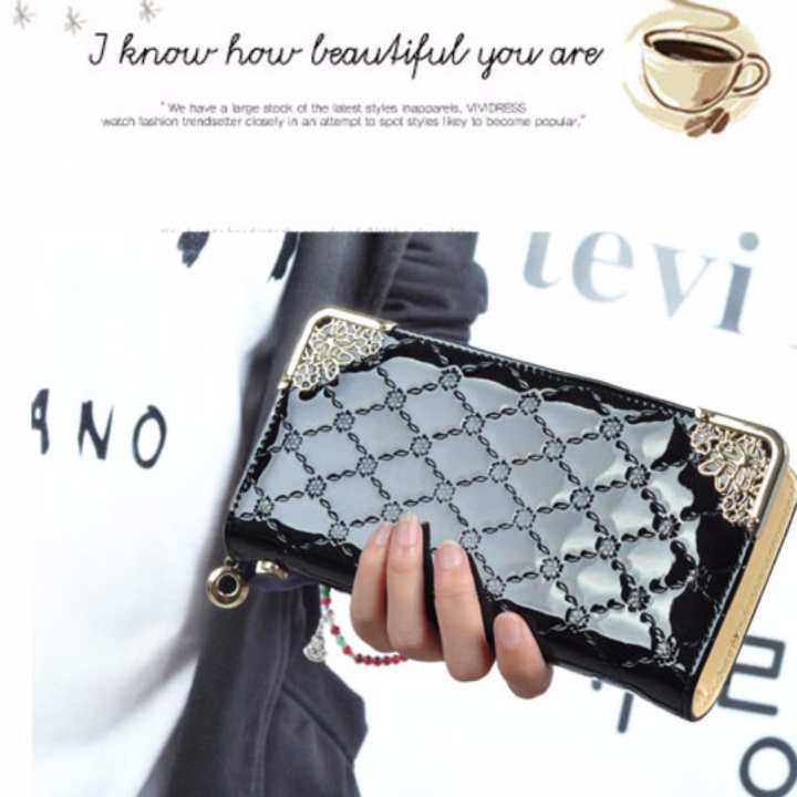 SUN กระเป๋าสตางค์ใบยาว กระเป๋าเงินผู้หญิง No.0008 - Black