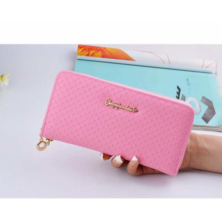 SUN กระเป๋าสตางค์ใบยาว กระเป๋าเงินผู้หญิง W-87 - Pink