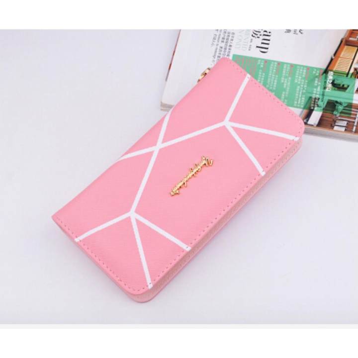 Super fashion กระเป๋าสตางค์ใบยาว กระเป๋าเงินผู้หญิง กระเป๋าตังตามวันเกิด รุ่น (black/rose red/pink)