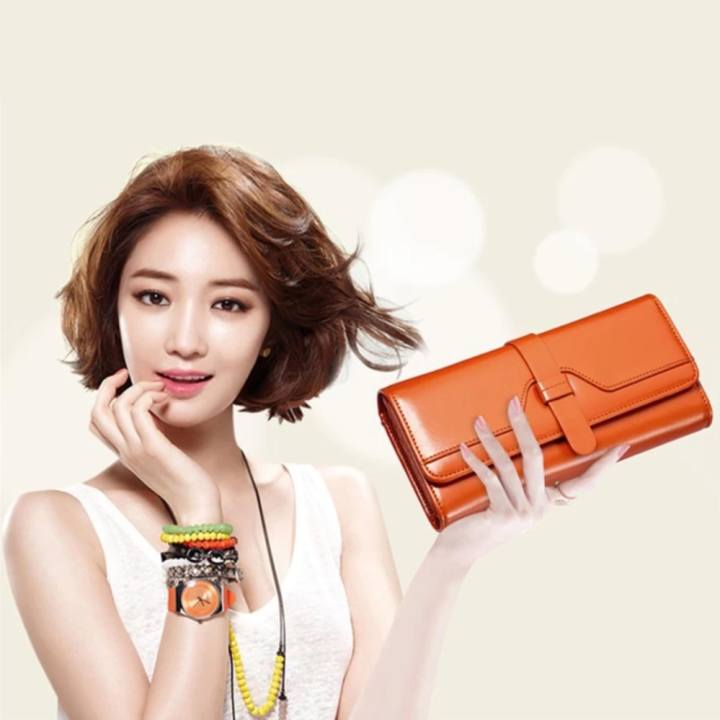 Togo shop กระเป๋าสตางค์ใบยาว กระเป๋าเงินผู้หญิง กระเป๋าสตางค์น่ารัก รุ่น (น้ำตาล)