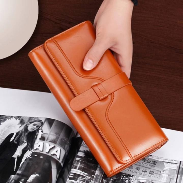 Togo shop กระเป๋าสตางค์ใบยาว กระเป๋าเงินผู้หญิง กระเป๋าสตางค์น่ารัก รุ่น (น้ำตาล)