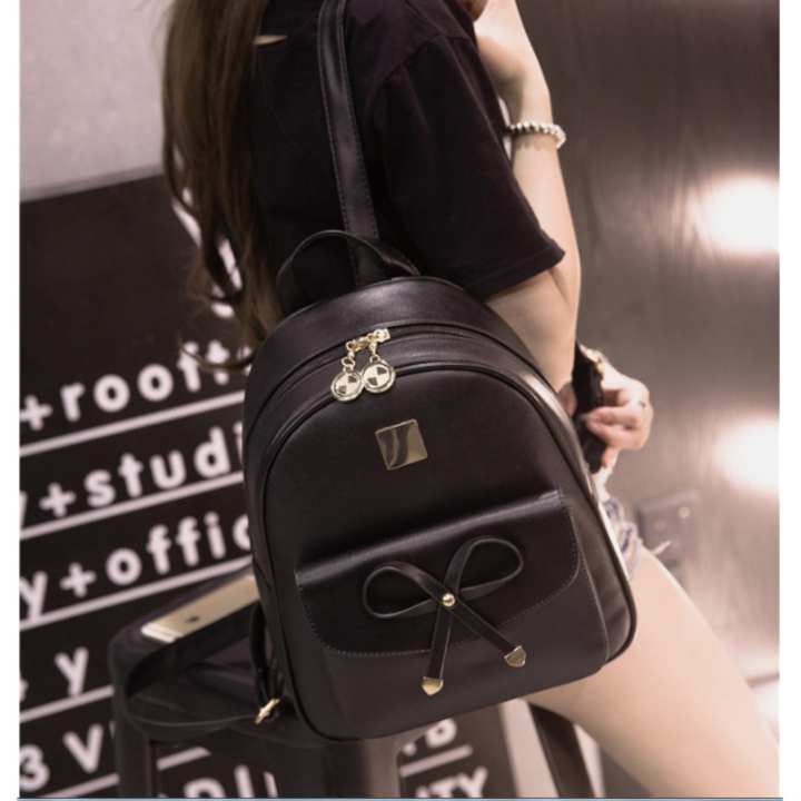 Togo shop กระเป๋าเป้สะพายหลังผู้หญิง สไตล์เกาหลี รุ่น TO11 (สีดำ)