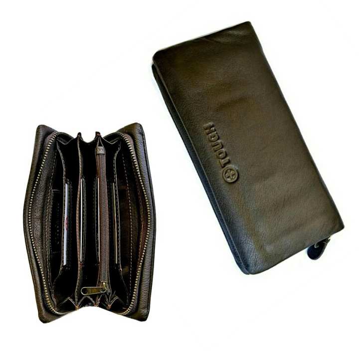 TOUGH กระเป๋าถือกระเป๋าสตางค์ หนังแท้หนังนิ่ม รุ่น OKB-009-9(สีน้ำตาลเข้ม)