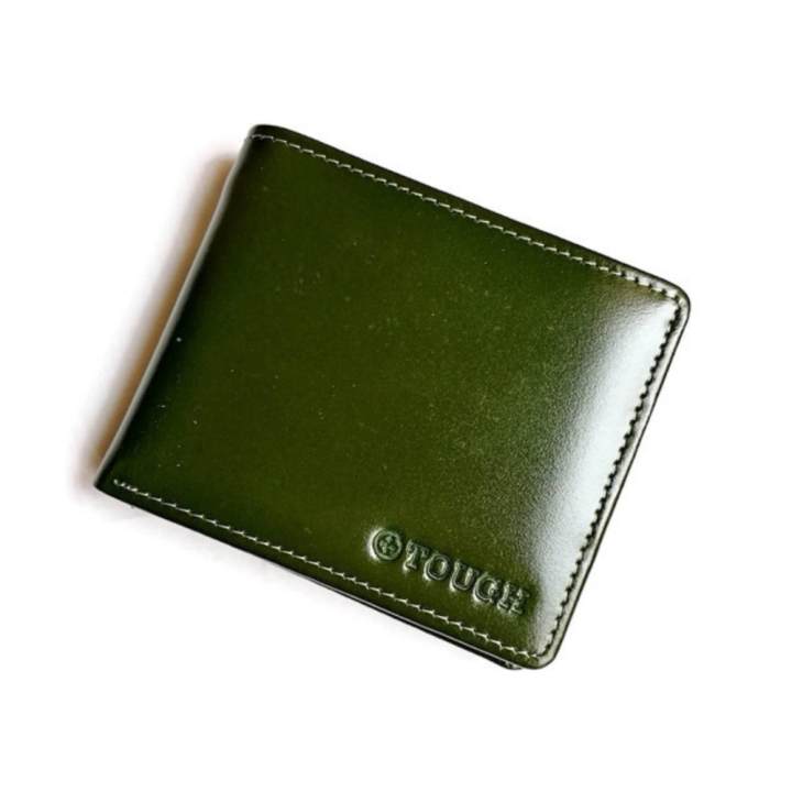 TOUGH กระเป๋าสตางค์ มีซิปในยาว มีกระเป๋าเล็กใส่เหรียญ หนังแท้หนังเงา รุ่นTOU001-8(สีเขียวพร้อมกล่อง)