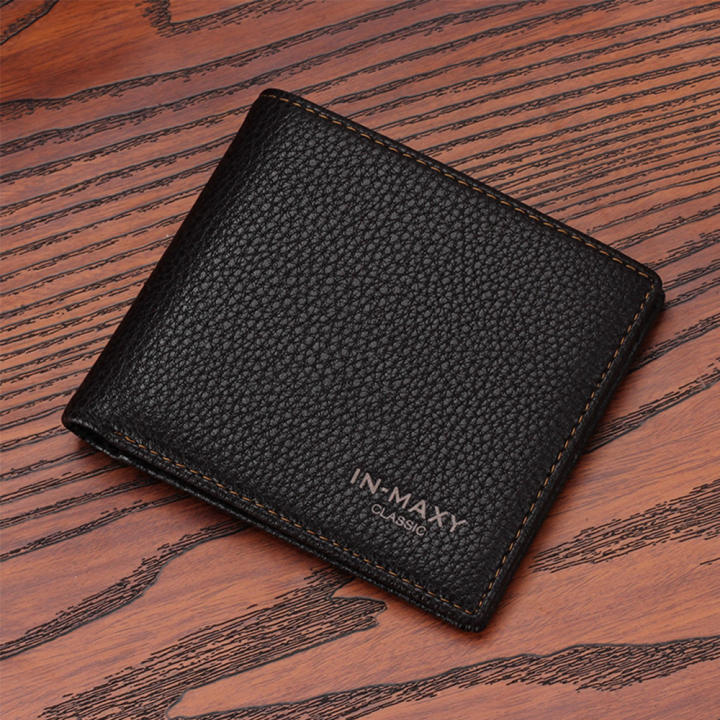 Mimosifolia ชายหนุ่มกระเป๋าสตางค์บางย่อหน้าสั้น ๆ กระเป๋าสตางค์หนัง Brown