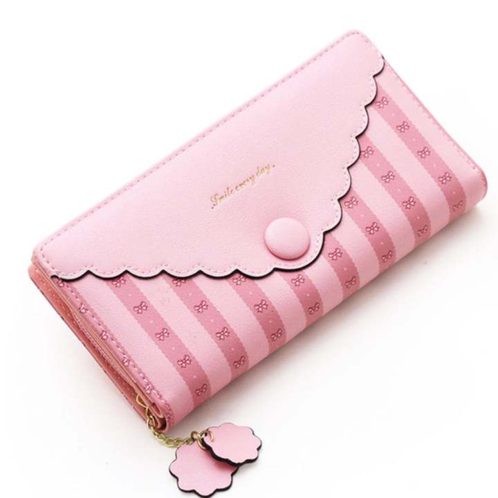 Wichu Bag กระเป๋าเงินผู้หญิง กระเป๋าสตางค์ ใบยาว กระเป๋าสตางค์ตามวันเกิด รุ่น LW-002 (สีชมพู)
