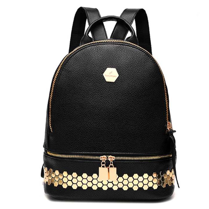 Wichu Bag กระเป๋าสะพายหลัง ผู้หญิง กระเป๋าแฟชั่น กระเป๋าเป้เกาหลี รุ่น LP-092 (สีดำ)