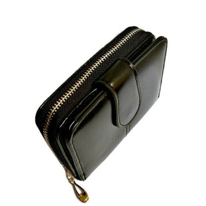 WOMEN SHAPERกระเป๋าสตางค์ ผู้หญิง ใบสั้นมีช่องใส่เหรียญ หนัง รุ่น T002-2(สีดำ)