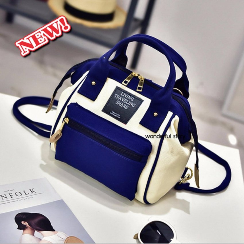 wonderful story 3 in 1 Women Bag Top Handle Bag Women Backpack กระเป๋าสะพายไหล่ กระเป๋าเป้สะพายหลัง(สีน้ำเงิน) wonderful story 3 in 1 Women Bag Top Handle Bag Women Backpack กระเป๋าสะพายไหล่ กระเป๋าเป้สะพายหลัง(สีน้ำเงิน)