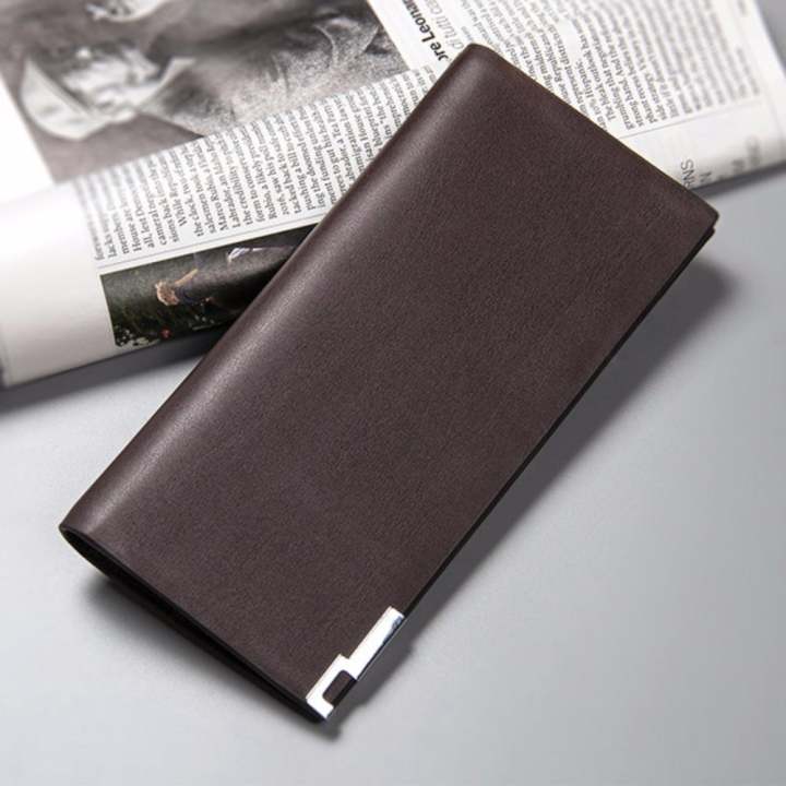 YKSS กระเป๋า กระเป๋าสตางค์ ผู้ชาย กระเป๋าตัง กระเป๋าเงิน กระเป๋าใส่เงิน กระเป๋าใส่บัตร กระเป๋าใส่นามบัตร หนังกันน้ำ ทรงยาว Wallet for Men Long Brown - WLM034
