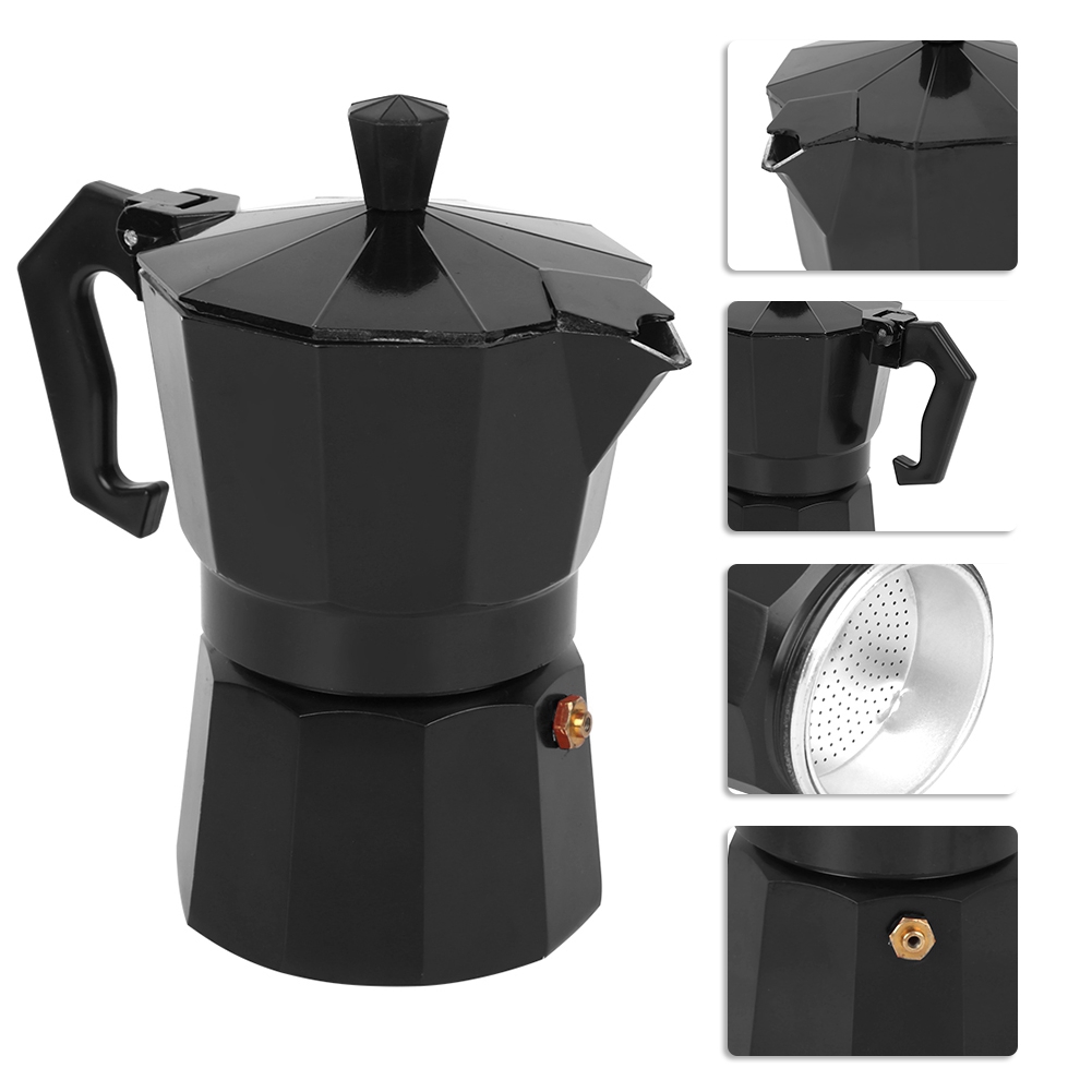 {COD}กาต้มกาแฟอลูมิเนียมขนาด 3 ถ้วย Moka Express Stovetop Espresso