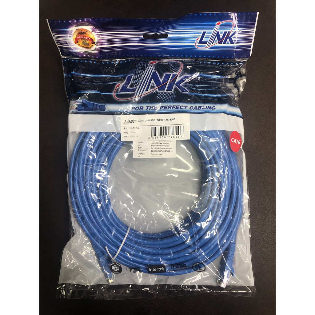 SALE LINK CAT6 15เมตร US-5115-4 สายLAN UTP CABLE สำเร็จรูป/สีฟ้า #คำค้นหาเพิ่มเติม คีย์บอร์ดเกมมิ่ง Keybord EGA RGB USB เข้าสายตัวเมีย DisplayPort