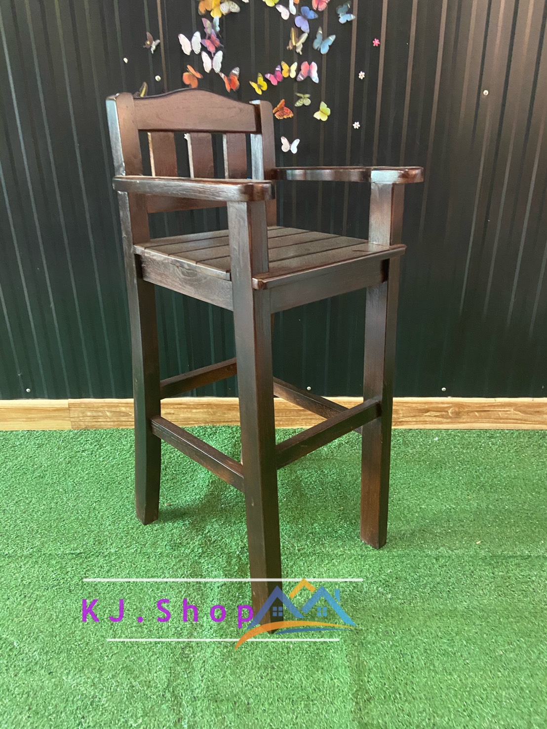 KJshop เก้าอี้บาร์เด็ก(โอ๊ค) เก้าอี้ เก้าอี้ไม้ เก้าอี้ไม้สัก เก้าอี้บาร์ เก้าอี้บาร์ไม้ เก้าอี้มีพนักพิง เก้าอี้สูง