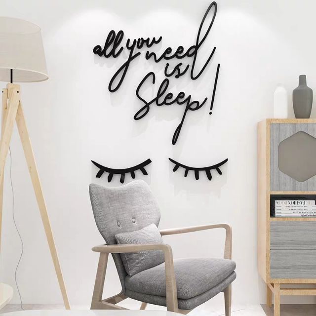 พร้อมส่ง สติ๊กเกอร์อะคริลิค 3D สติ๊กเกอร์ติดผนัง ขนตา All You Need Is Sleep  มินิมัล แต่งบ้านแต่งห้องนอน (Mh007) - Moo_Shop88 - Thaipick