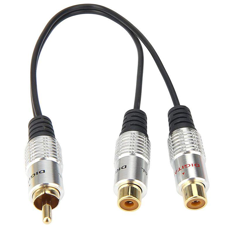 metal RCA Female to Dual 2-RCA Male Gold Plated Adapter, Stereo ...