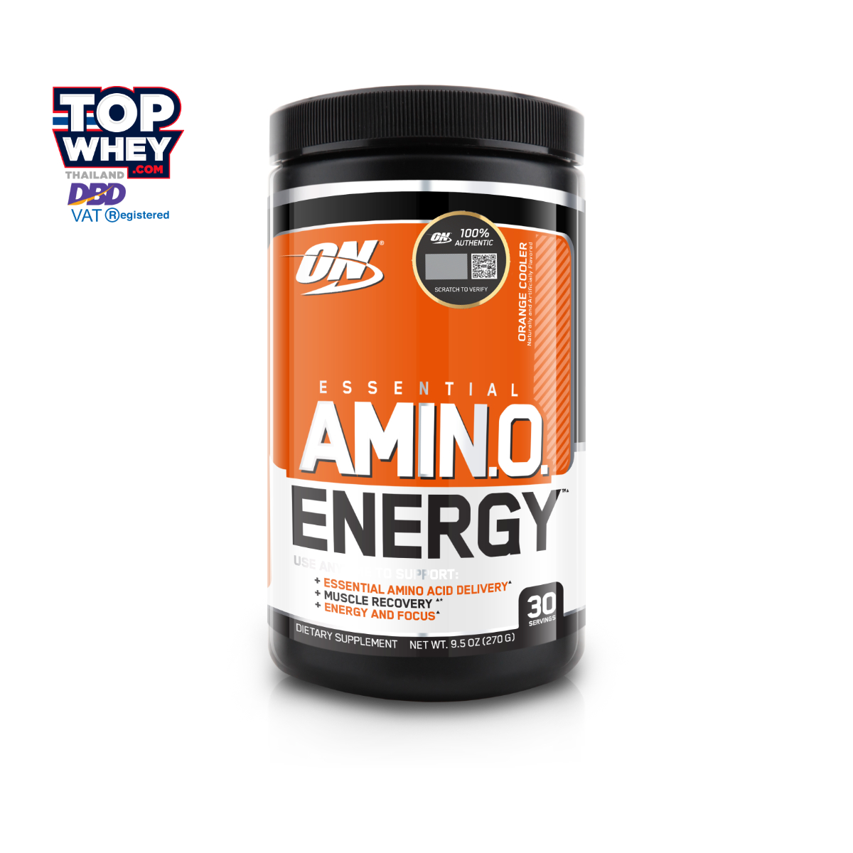 Optimum Nutrition Amino Energy 30 Servings - Orange Cooler – กรดอะมิโนชนิดผง สารสกัดจากชาเขียวและเมล็ดกาแฟและมีกรดอะมิโนมากกว่า 11 ชนิด ช่วยให้ร่างกายตื่นตัวสดชื่น  กล้ามเนื้อฟื้นตัวได้ไวขึ้น