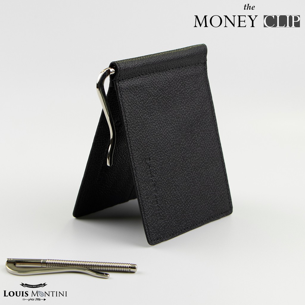 Louis Montini Money Clip กระเป๋าสตางค์ มันนี่คลิป หนังวัวแท้ หนังแท้ Genuine leather TTM089