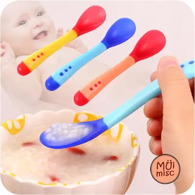MUIMISC - Baby Silicone Spoon Baby Safety Temperature Sensing Tool Children Tableware Feeding Spoon Tool
