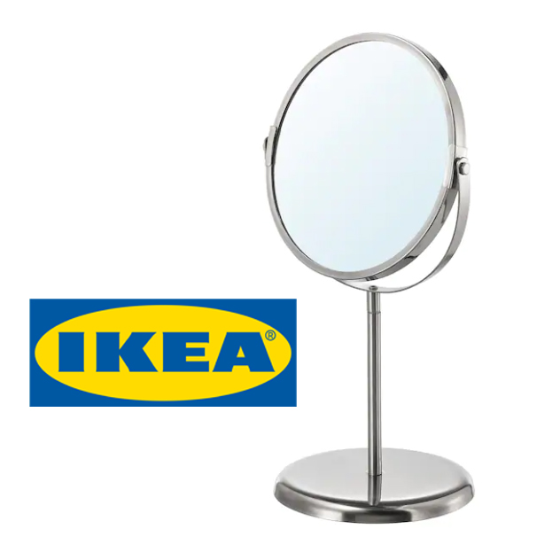 กระจกเงา สแตนเลส อิเกีย IKEA แท้ 100% กระจกขยาย กระจกแต่งหน้า แบบตั้งโต๊ะ กันน้ำได้ กระจกสองด้าน กระจกส่องหน้า กระจก