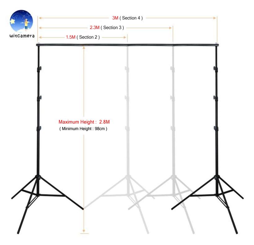 2.8 * 3m Adjustable Photography Background Support System Backdrop Stand Crossbar Kit Set for Muslins Backdrop