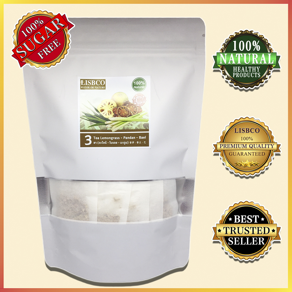 ชา ตะไคร้ ใบเตย มะตูม ซอง 30 ชิ้น Herbal Tea Lemongrass Pandan Bael 30 pcs Tea Bags Organic Premium Quality Grade A+++ Natural Products