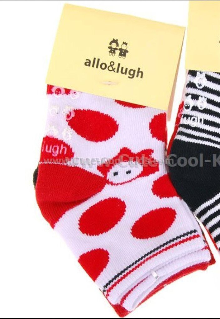 SRG-035] ถุงเท้าเด็กหญิง เซตสีแดง 2 คู่ มีกันลื่น 1-3 ขวบ
