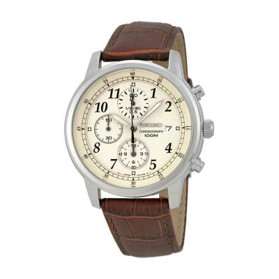 ดูภาพ Karnvera Shop Seiko นาฬิกาข้อมือชาย Classic Stainless Steel Chronograph Watch with Brown Leather Band Men Watch SNDC31P1 เพิ่มเติม Karnvera Shop Seiko นาฬิกาข้อมือชาย Classic Stainless Steel Chronograph Watch with Brown Leather Band Men Watch SNDC31P1