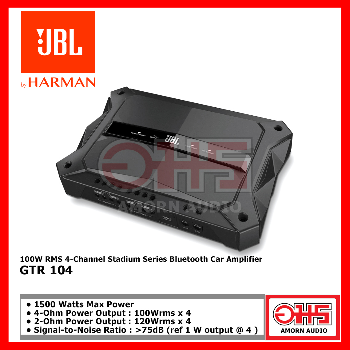 JBL GTR104 เพาเวอร์แอมป์ บลูทูธ กำลังขับ 100W RMS 4Channel พร้อม