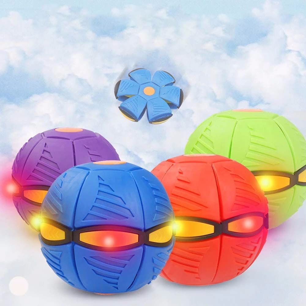 MLS ของเล่นเด็กกลางแจ้งลูกบอลลอยได้ลูกบอลเด้งดึ๋งการฝึกอบรมของเล่นถอดชิ้นได้ลูกบอลลอยได้จานบิน UFO แบนโยน Magic UFO กับไฟ LED ลูกบอลจานบินของเล่น