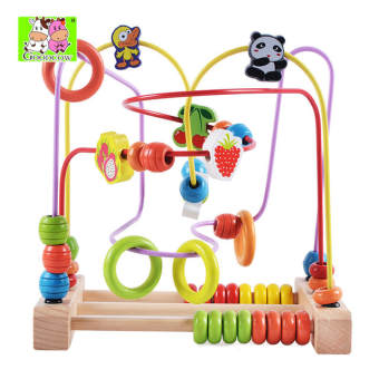Todds & Kids Toys ของเล่นไม้เสริมพัฒนาการ ขดลวดลูกปัดลายสัตว์เเละผลไม้