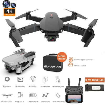 【Malaysia Stock】2021 E88 Pro Mini Drone Spy Camera 4k 720p 1080P Drone With HD Camera Camera Visual Positioning 1080P WiFi FPV Drone Height Preservation RC Quadcopter Mini Drone Foldable Control Drones (2)