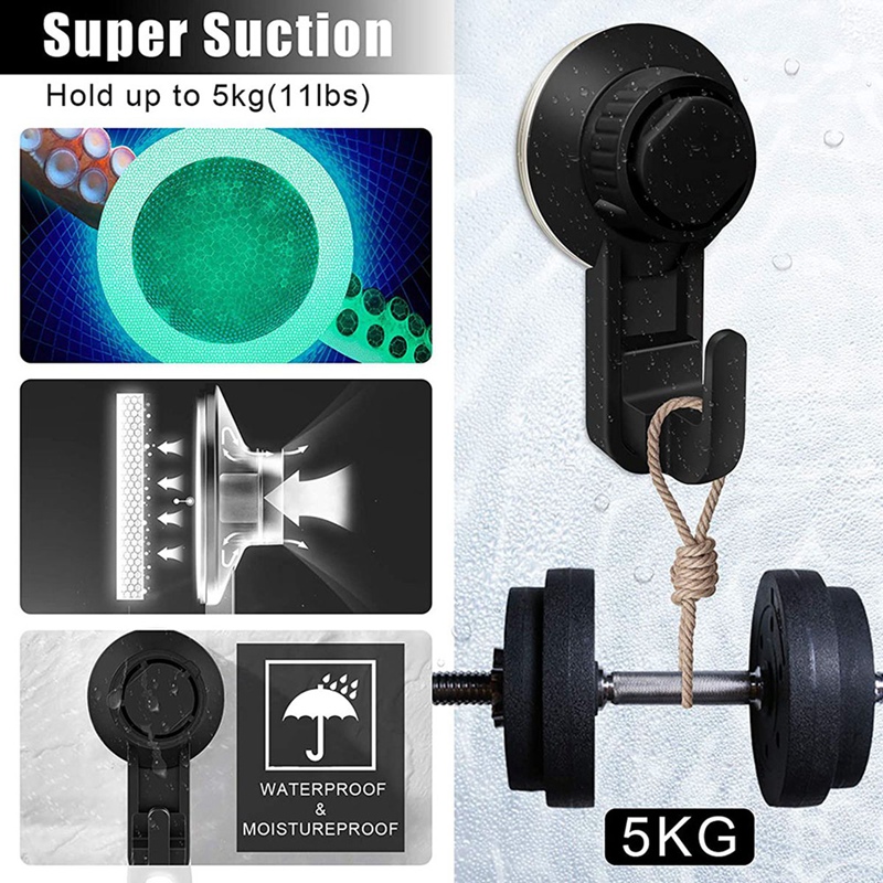 2 Pcs Suction Cup Hooks Powerful Suction Cup Bathroom Hooks,Vacuum Wall Hooks for Towel,Waterproof Shower Hooks