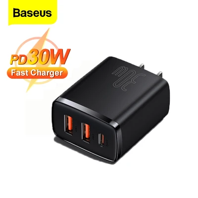 Baseus 30W Charger PD4.0 QC3.0 USB Type C Fast Charger 3 Ports USB Quick Charger For iPhone Vivi Oppo Xiaomi Samsung